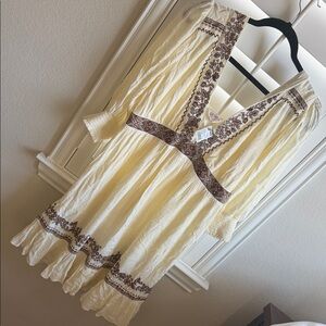 Shyanne Cream and Brown Embroidered Dress